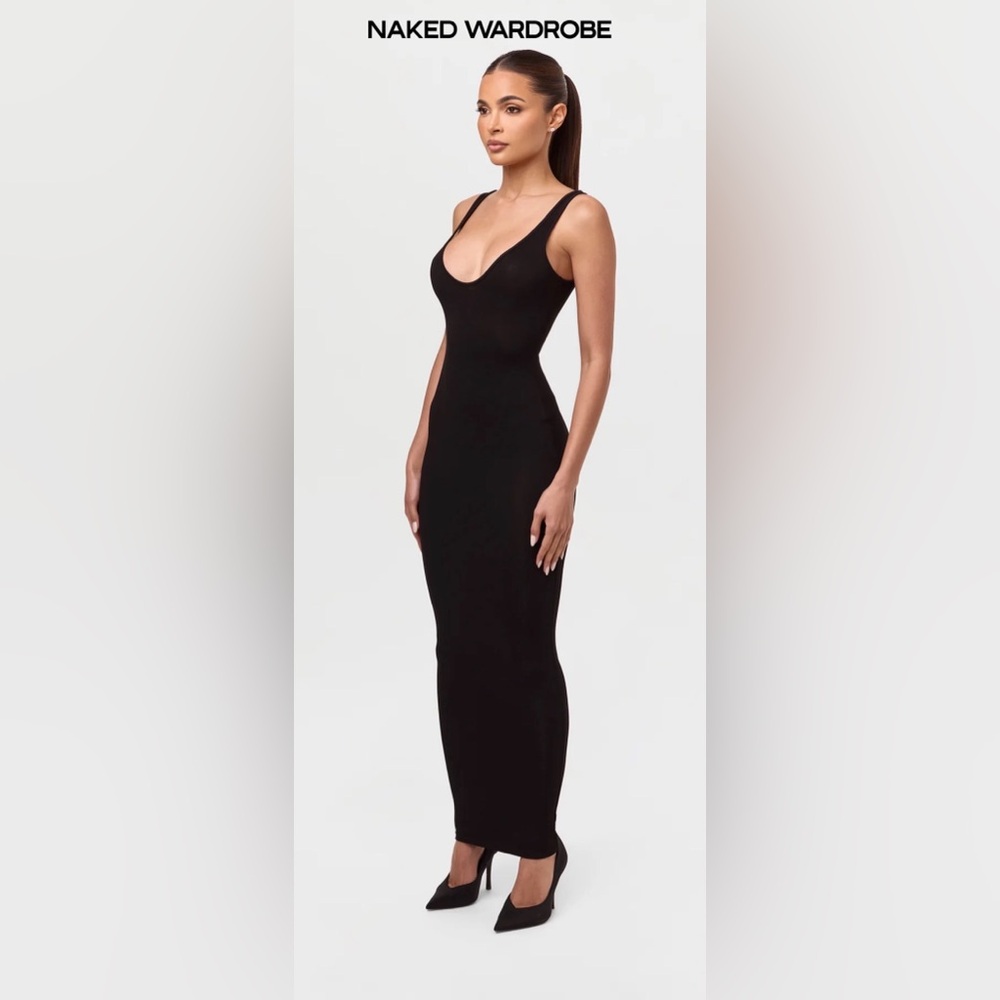 Naked Wardrobe Sculpting Black Scoop Tank Maxi Dress NWT - Picture 3 of 8